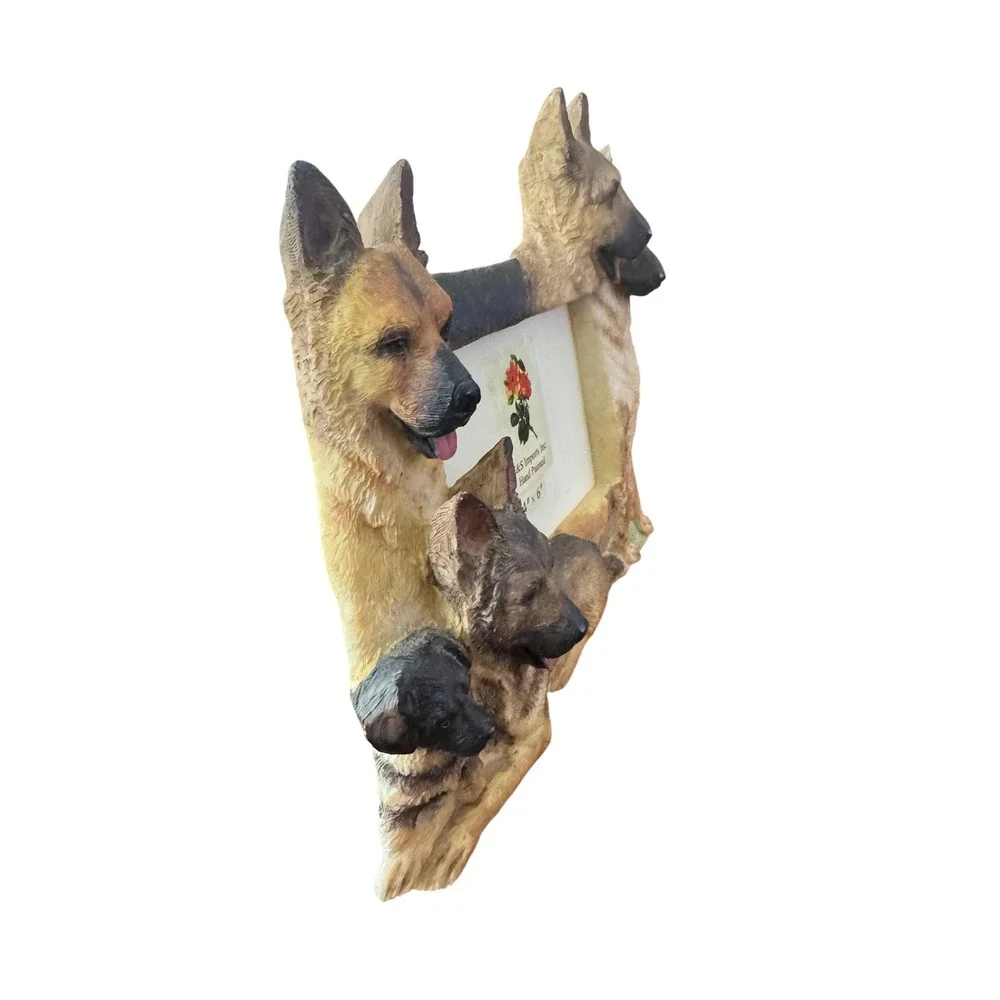 E&S Imports German Shepherd Dog 3D Hand Painted Resin Picture Frame Vintage EUC